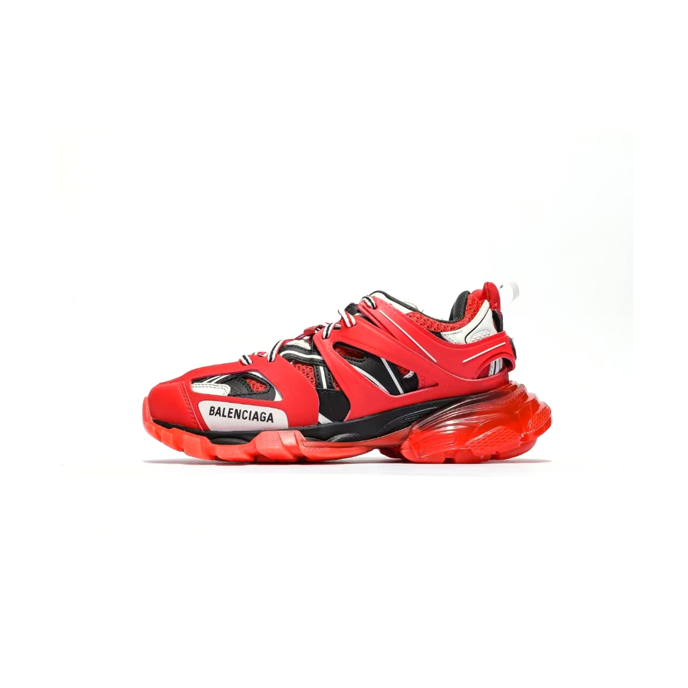 Ba*len*cia*ga men''s track caged clear-sole trainer trainers in red white 542436w3gb17303